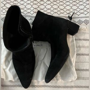 Vince Lanica Women Suede Ankle Bootie In Black Size 9.5